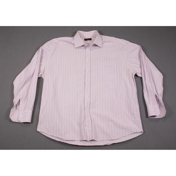 Canali Long Sleeve Dress Shirt Men’s 18 46 Pink Striped Pocket Made In Italy - Picture 1 of 10